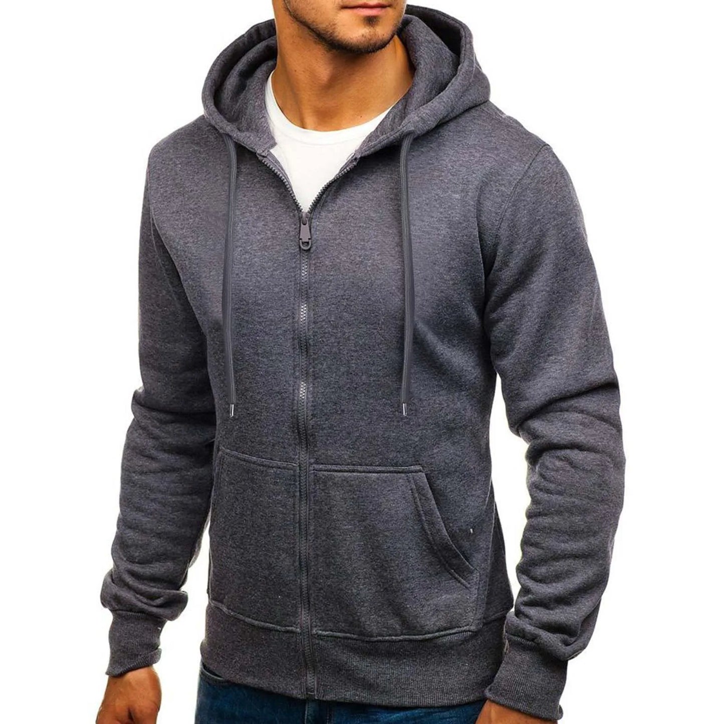 Solid Color Hoodies Zip Up