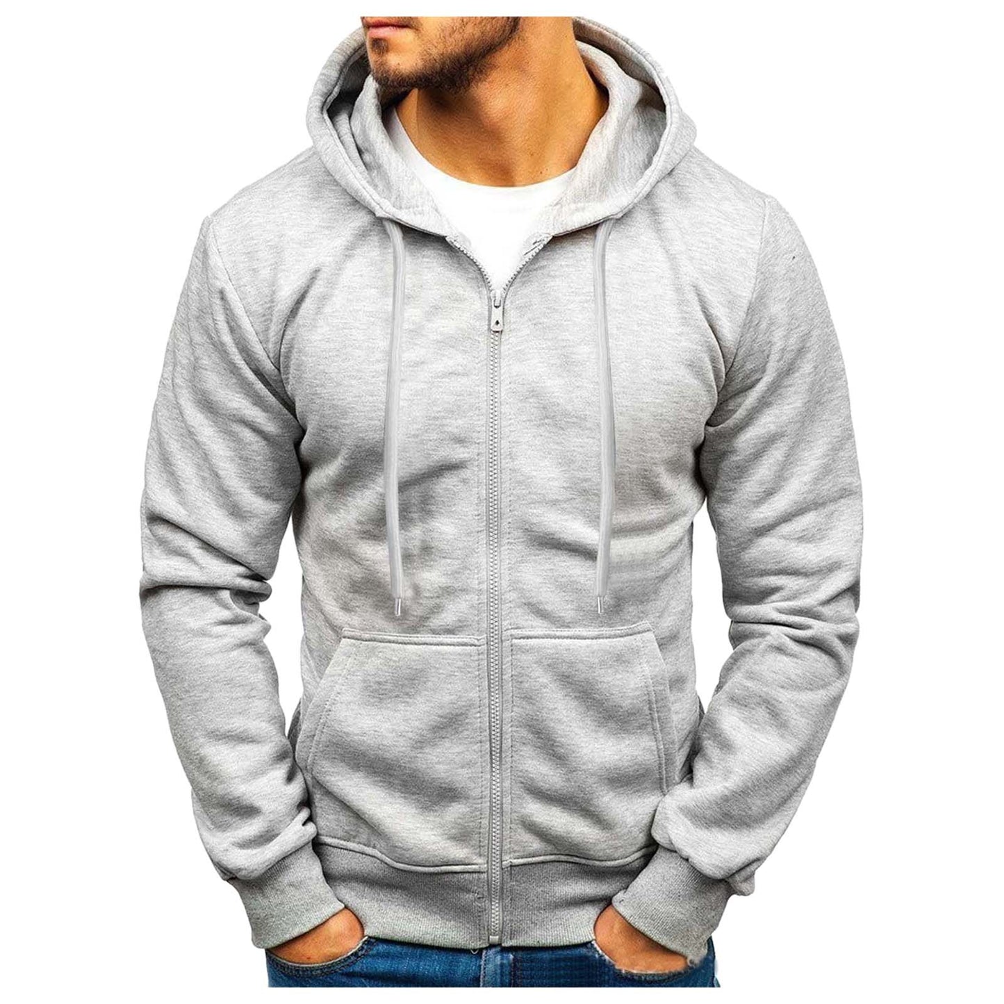 Solid Color Hoodies Zip Up