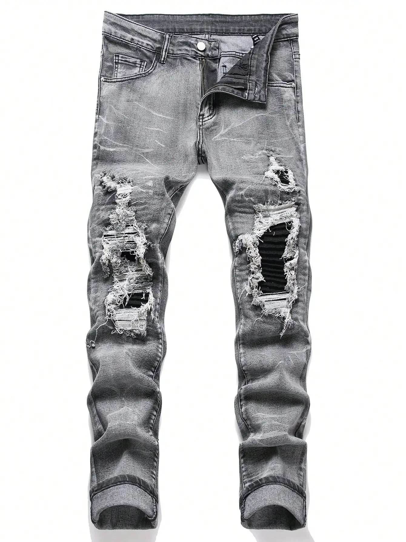 Denim Jeans Streetwear Tearing Patchwork