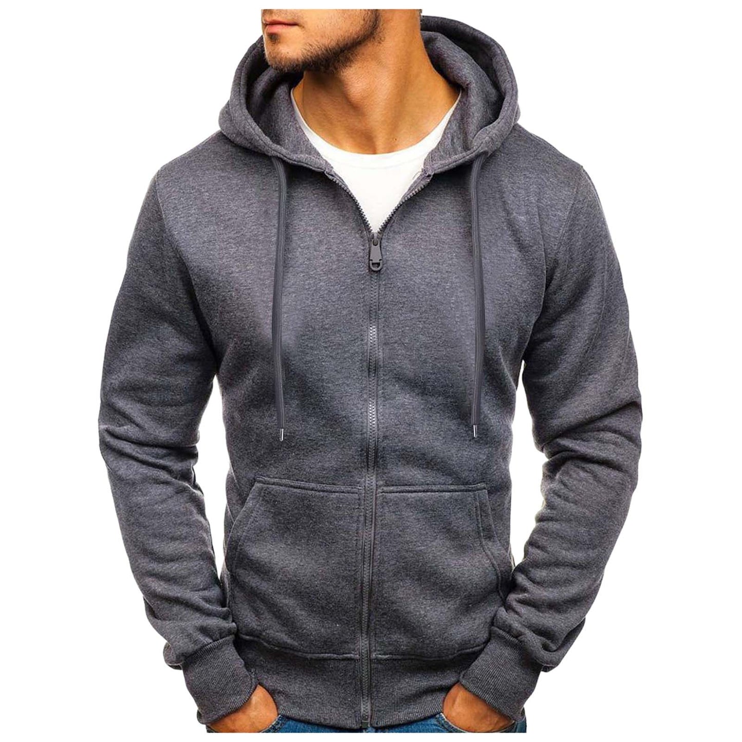 Solid Color Hoodies Zip Up