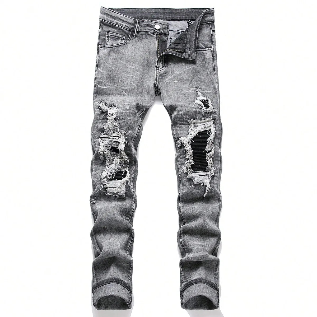 Denim Jeans Streetwear Tearing Patchwork