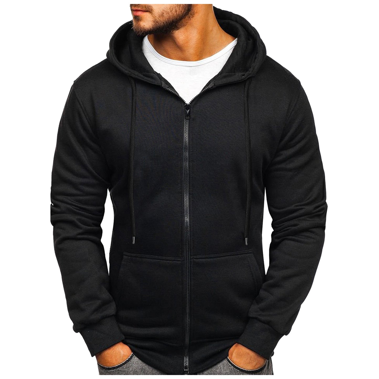 Solid Color Hoodies Zip Up