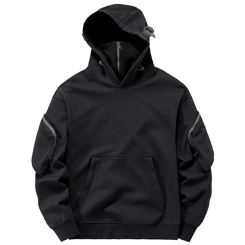 Techwear Zip Up High Neck Mask Windproof Pullover
