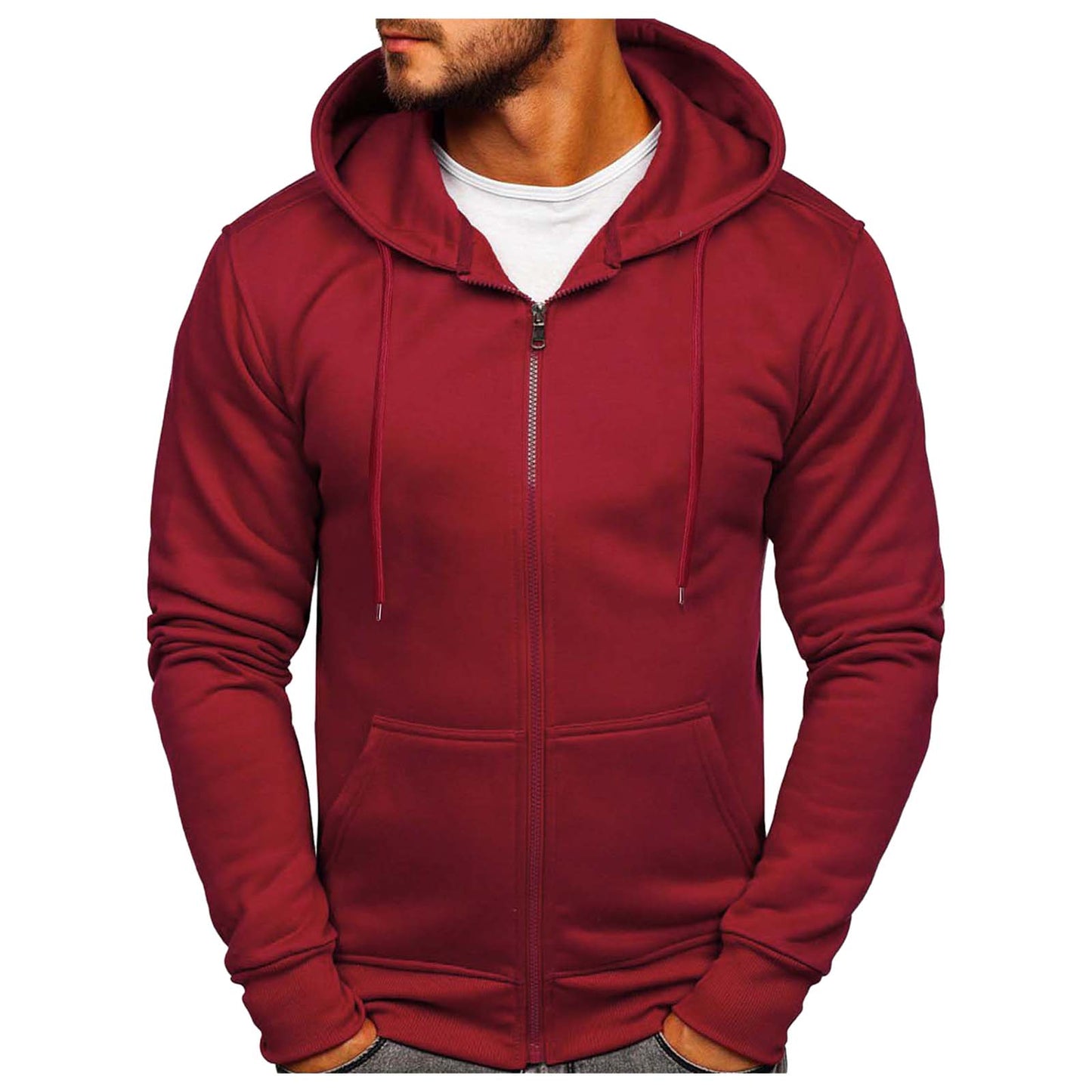Solid Color Hoodies Zip Up