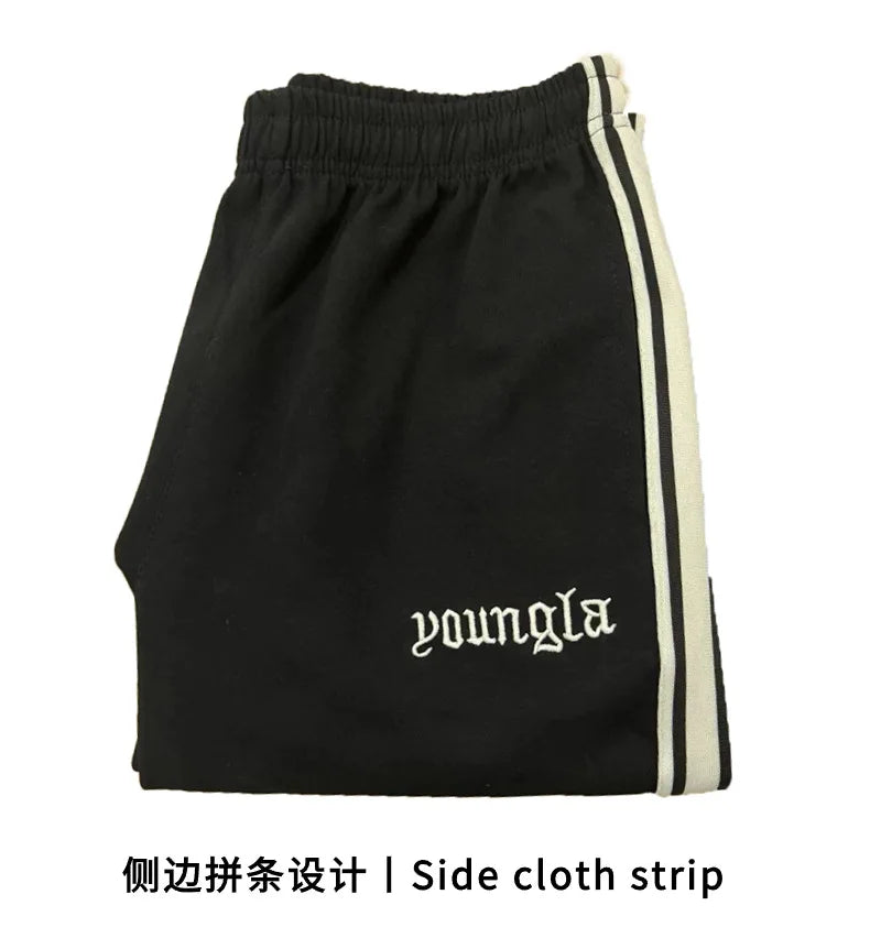 Striped Patchwork Embroidered Casual Pants