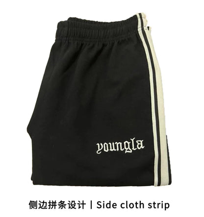 Striped Patchwork Embroidered Casual Pants