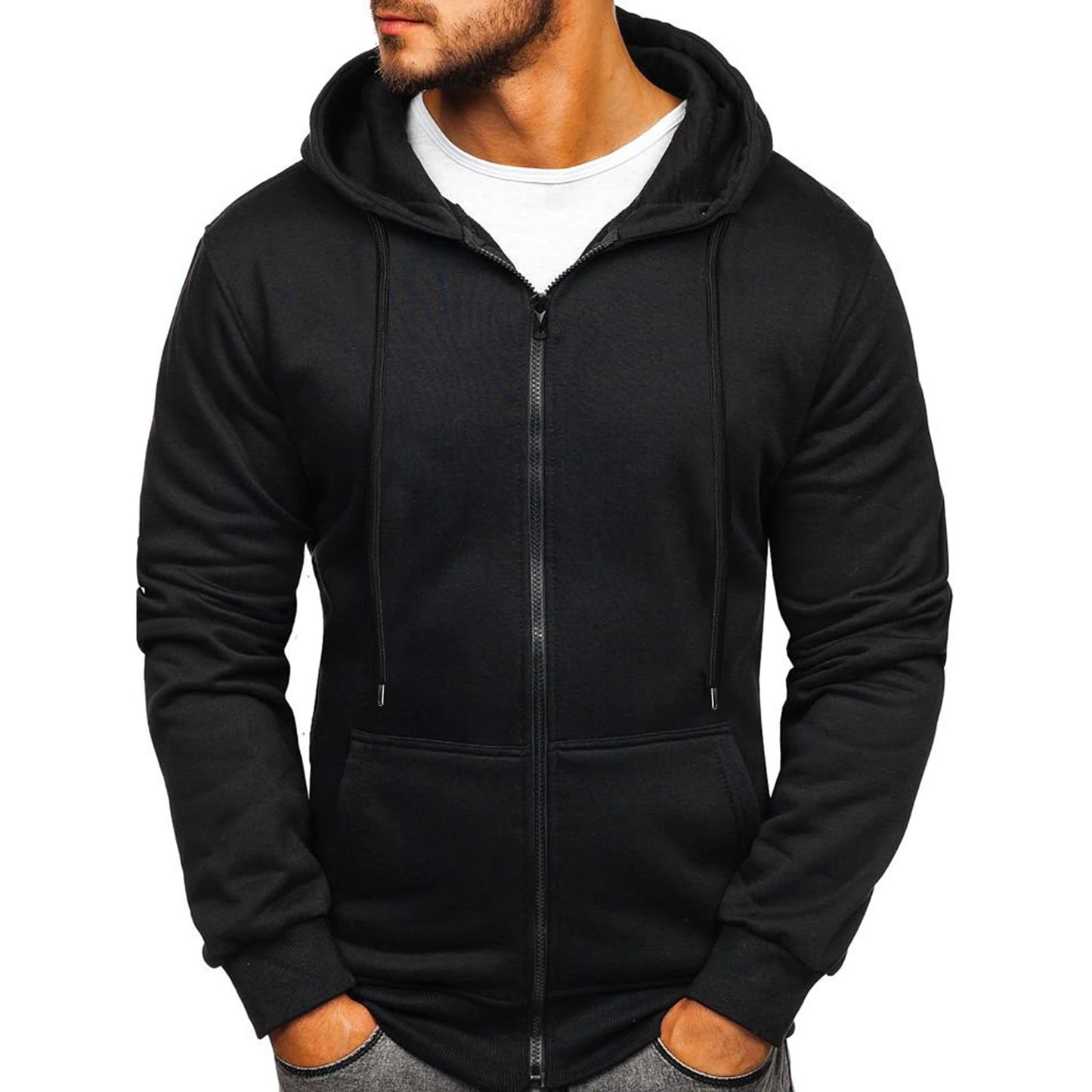 Solid Color Hoodies Zip Up