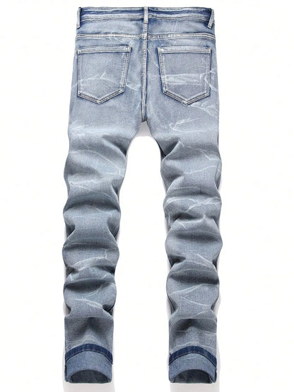 Denim Jeans Streetwear Tearing Patchwork