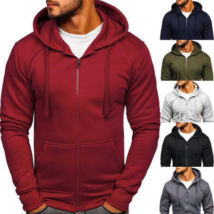 Solid Color Hoodies Zip Up