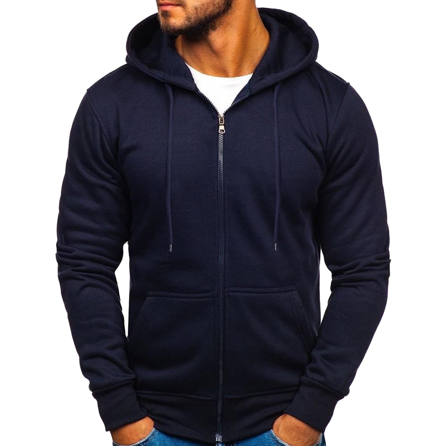 Solid Color Hoodies Zip Up