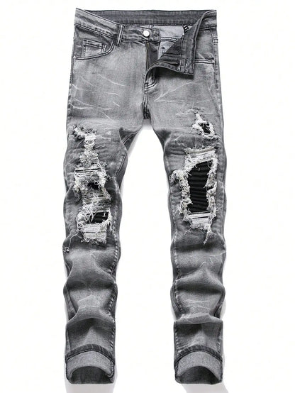 Denim Jeans Streetwear Tearing Patchwork