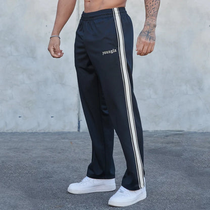 Striped Patchwork Embroidered Casual Pants