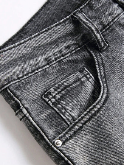Denim Jeans Streetwear Tearing Patchwork