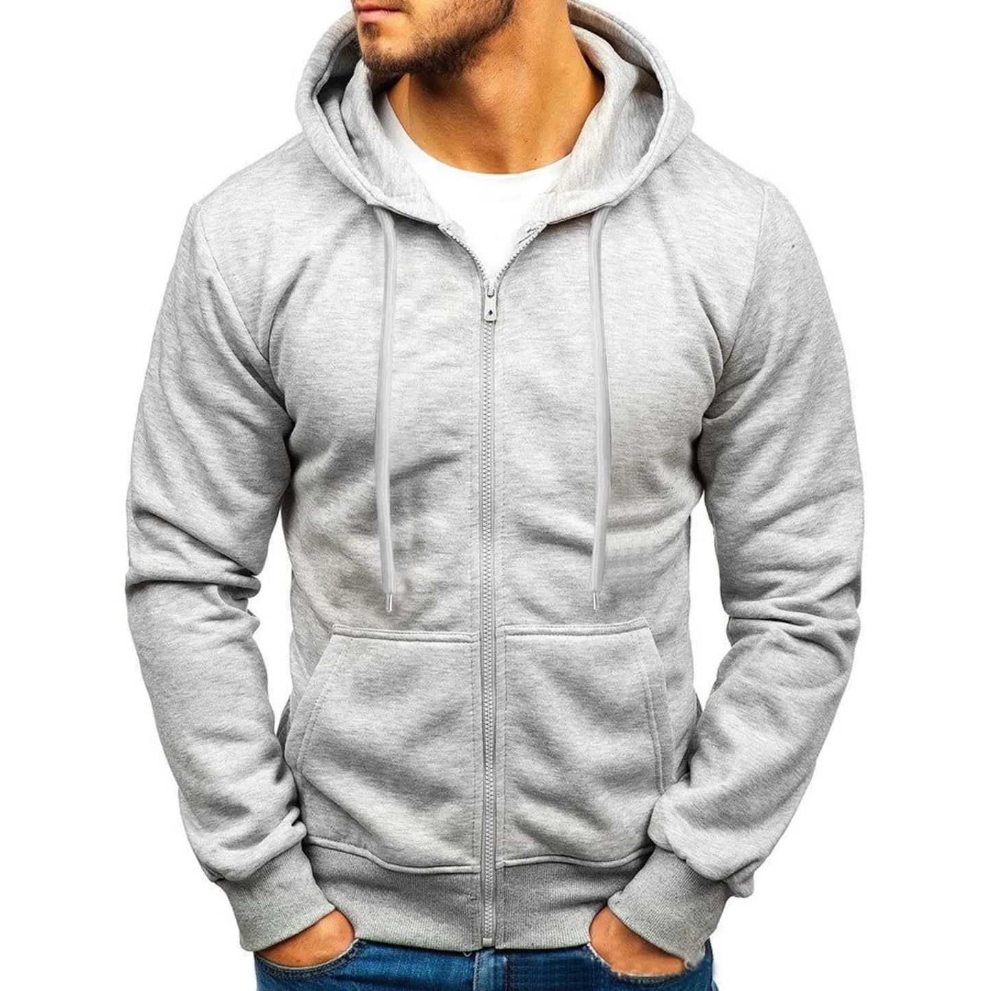 Solid Color Hoodies Zip Up