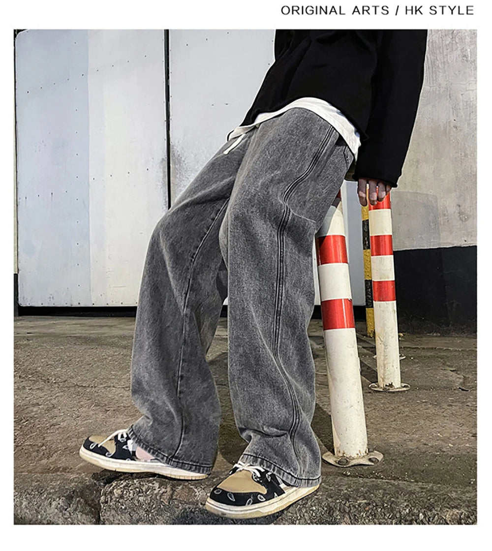 Solid Color Drape Jeans