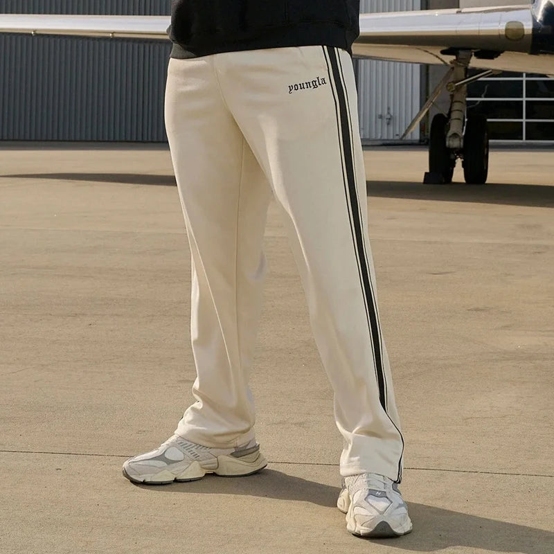 Striped Patchwork Embroidered Casual Pants