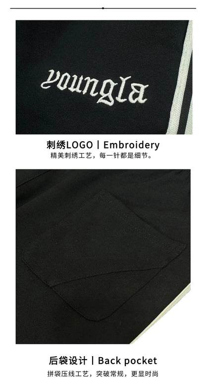 Striped Patchwork Embroidered Casual Pants