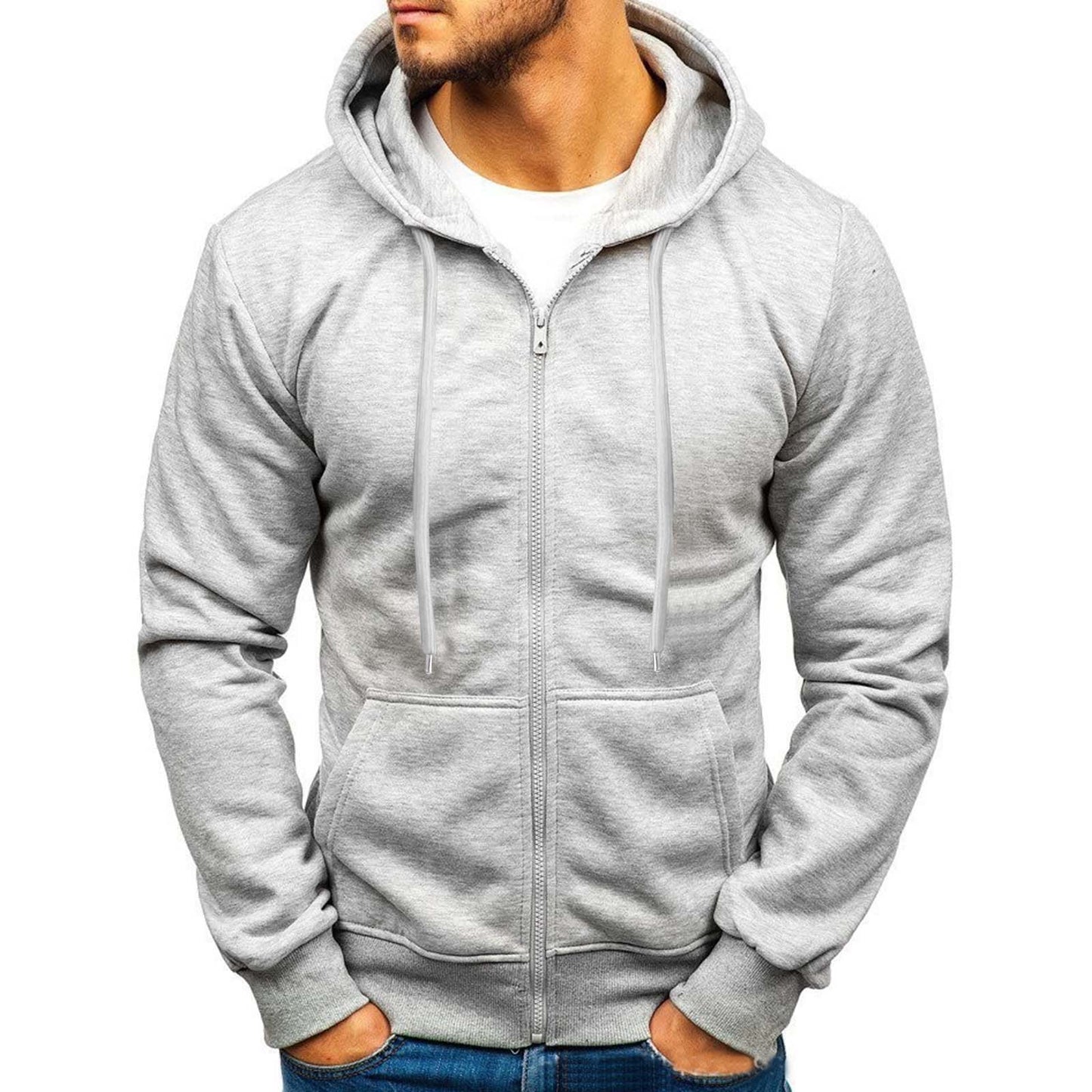 Solid Color Hoodies Zip Up