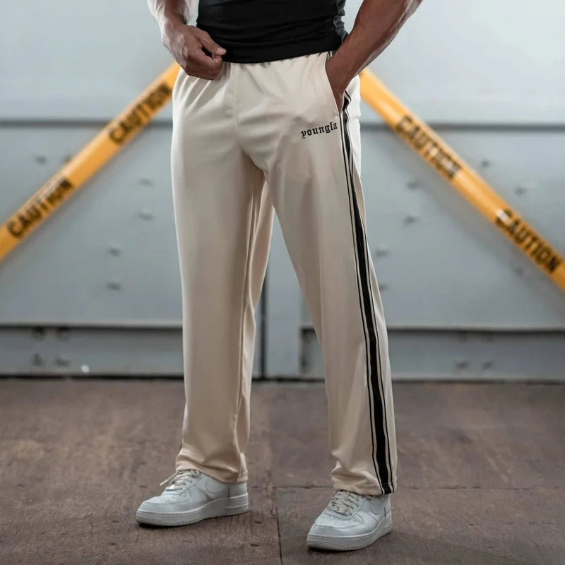 Striped Patchwork Embroidered Casual Pants