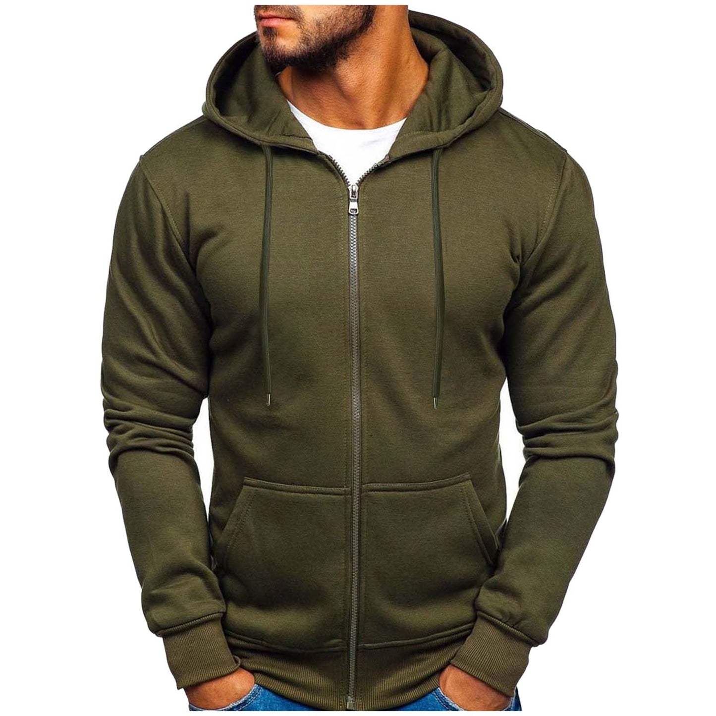 Solid Color Hoodies Zip Up