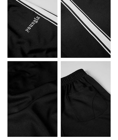 Striped Patchwork Embroidered Casual Pants