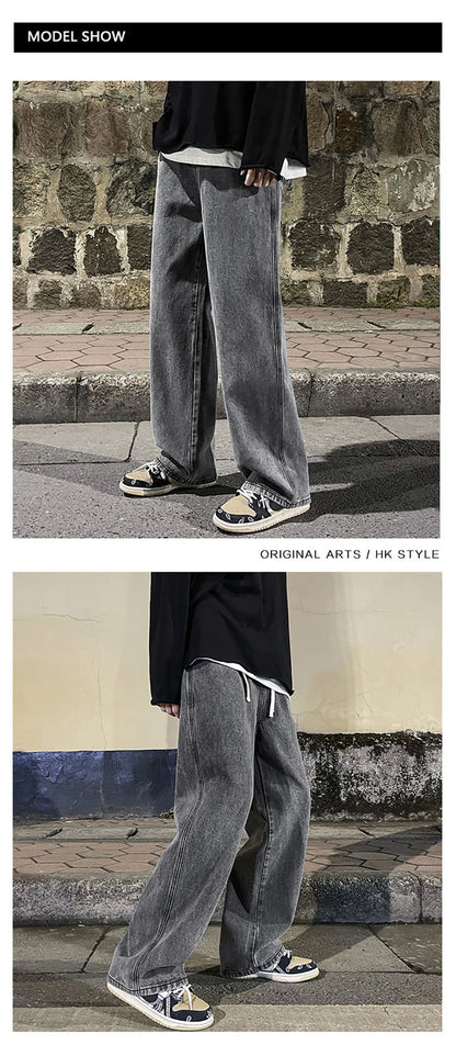 Solid Color Drape Jeans