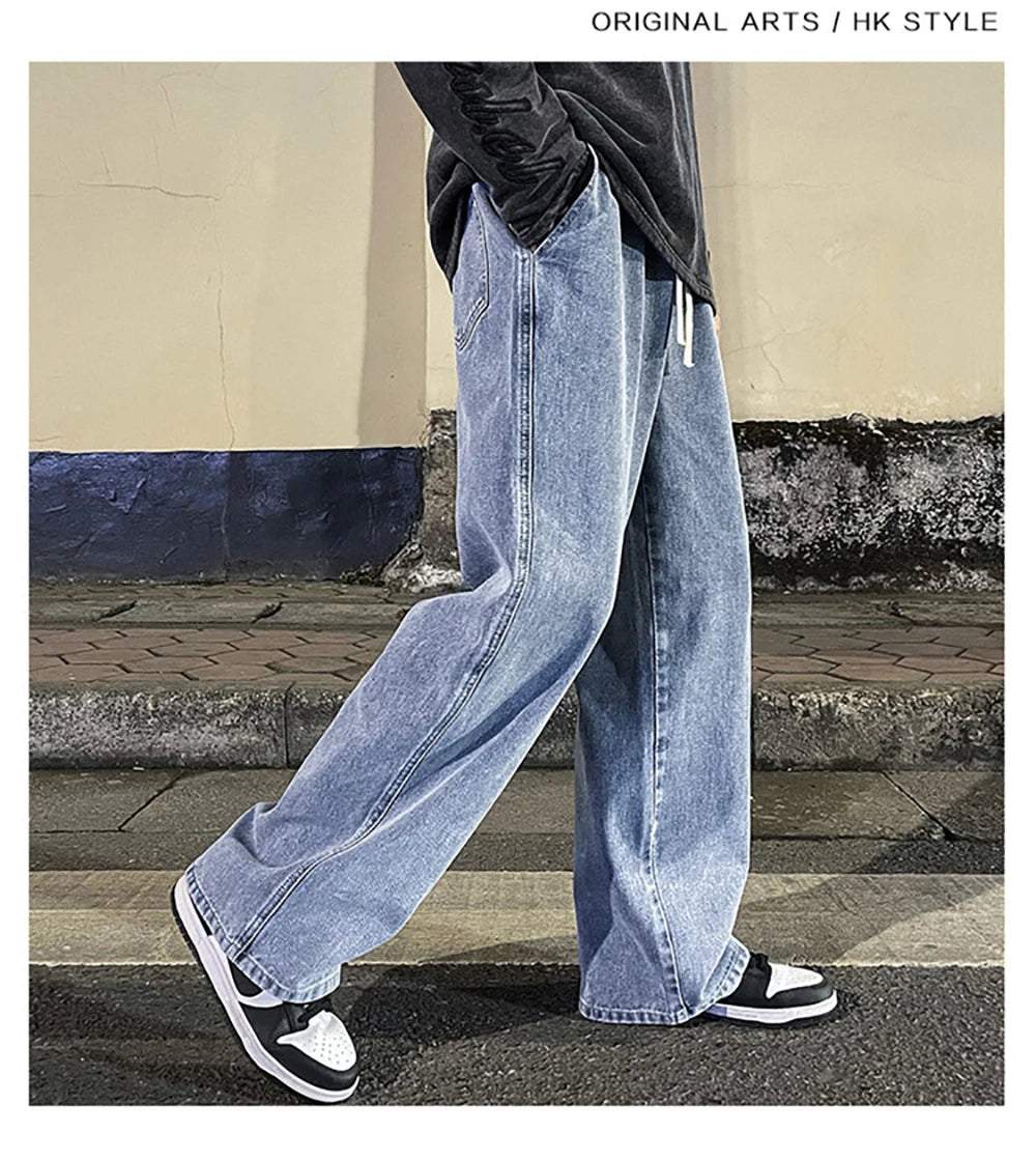 Solid Color Drape Jeans