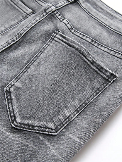 Denim Jeans Streetwear Tearing Patchwork